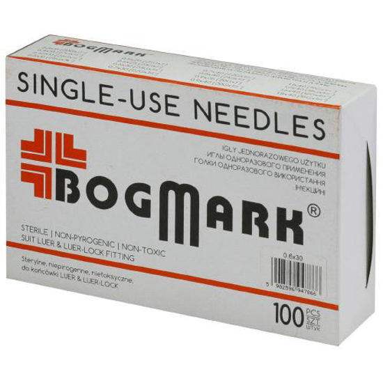 Голки ін‘єкційні одноразовоговикористання Bogmark 0.6 х 30 мм (23G х 1 1/4) №100
